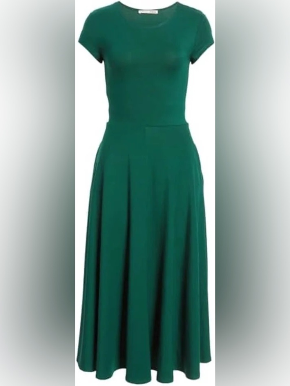 Reformation Gavin Dress Emerald Green Lyocell Midi Dress with Pockets Size S - Picture 3 of 10